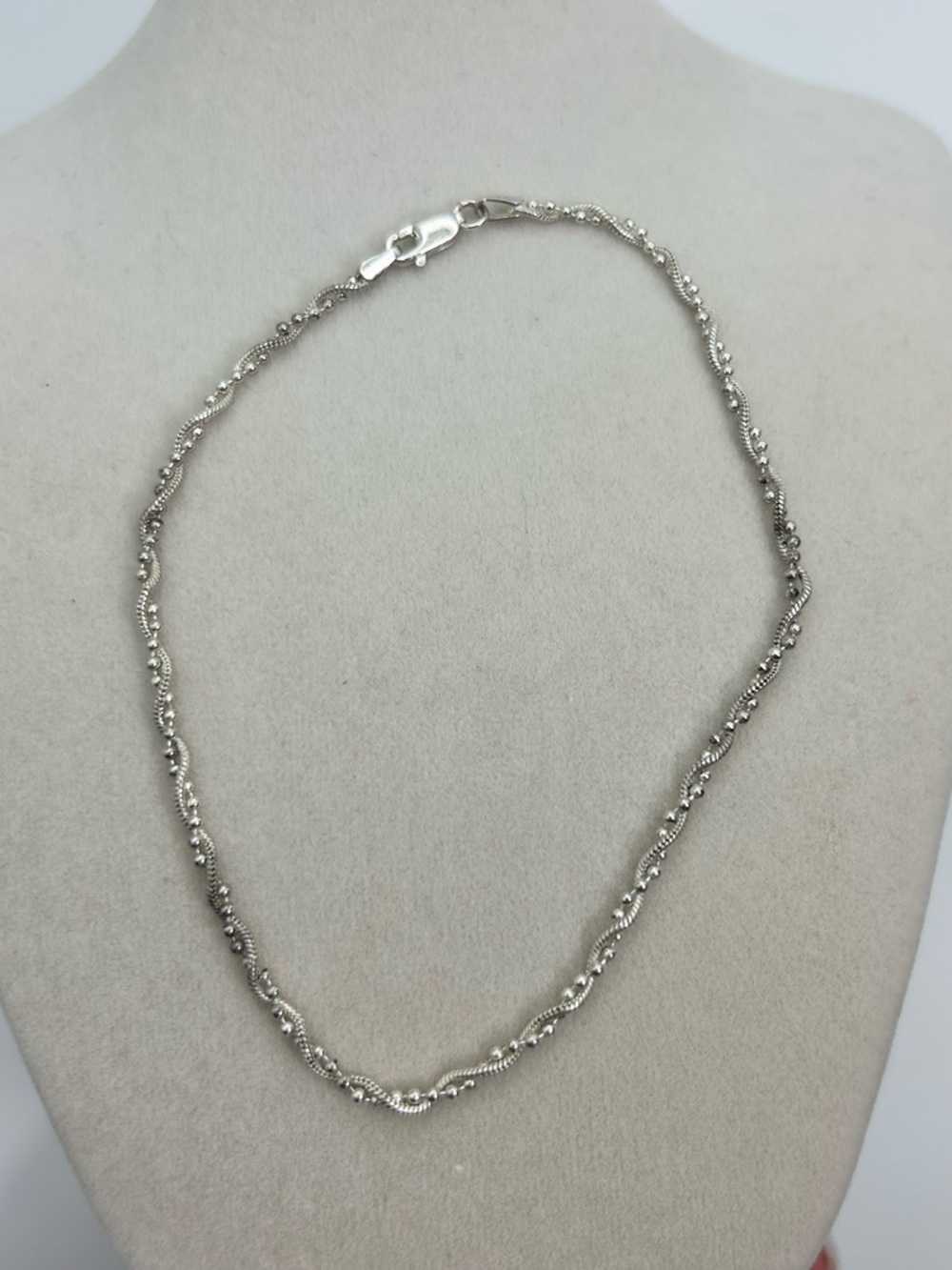 Sterling Silver Twisted Double Chain Anklet 10" Stamped 925 Italy SU